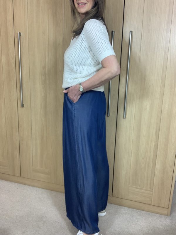 Navy Wide Leg  Pant - Image 4