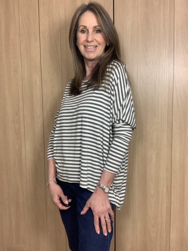 Khaki/Cream Stripe Oversized Tee